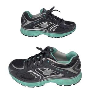 Skechers Tone-Ups Fitness Ready Set Compete Women's 7 Gray Aqua Toning Shoes EUC